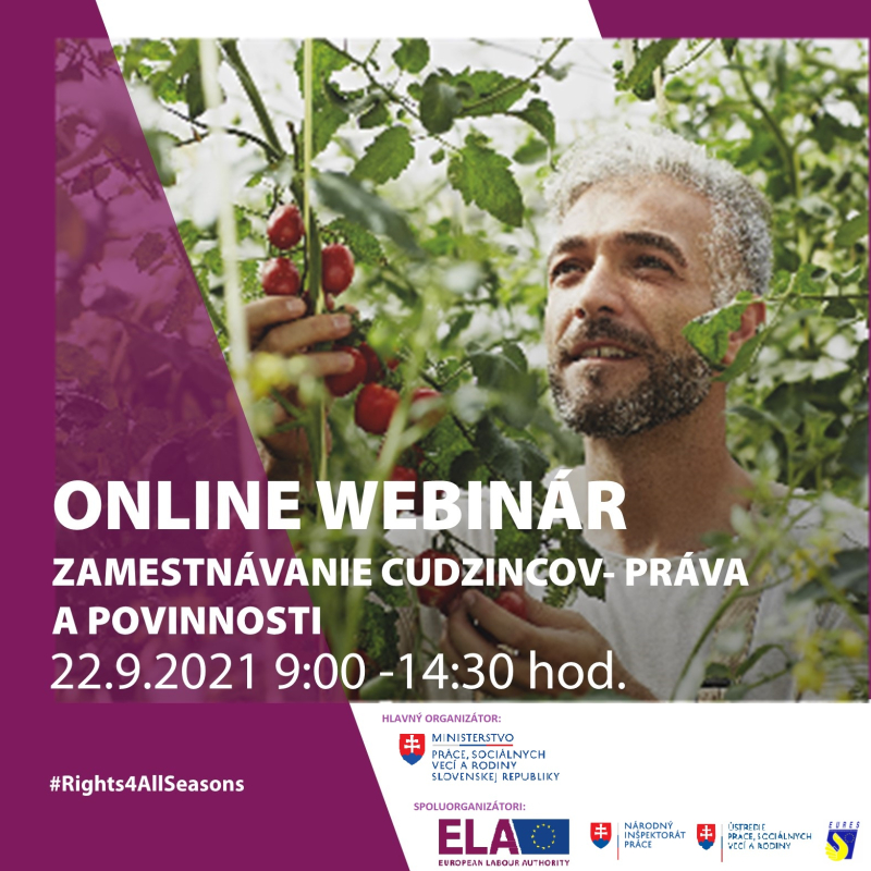 EURES Slovakia to organise webinar on rights and obligations of mobile seasonal workers