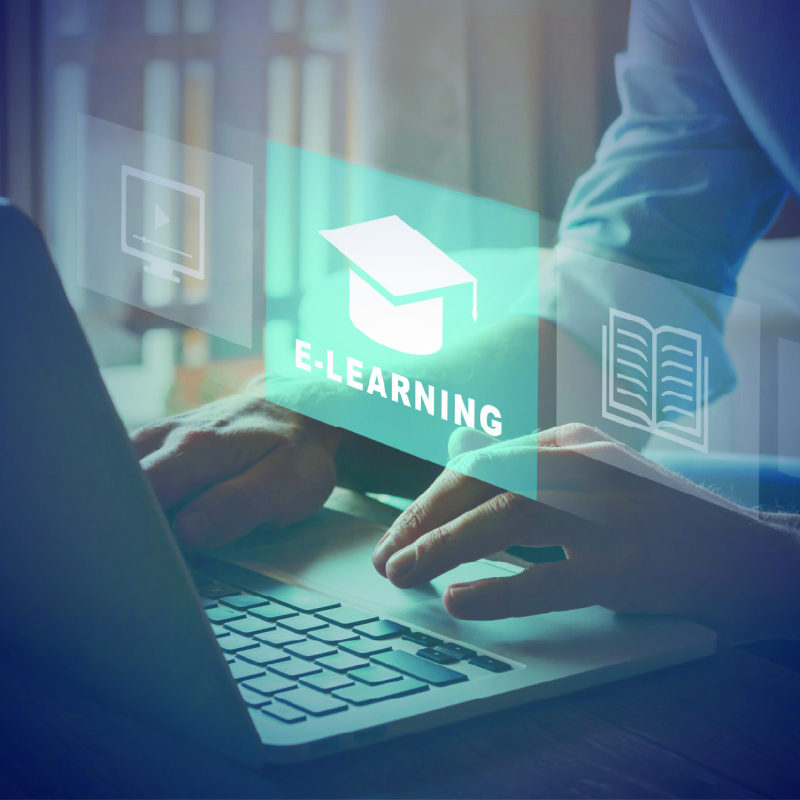 e-learning, screens people working at the pc